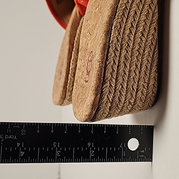 UGG Kendra Wedge Sandals Slides Espadrilles  Suede Leather Fringe Cork Orange 7 - Picture 16 of 16